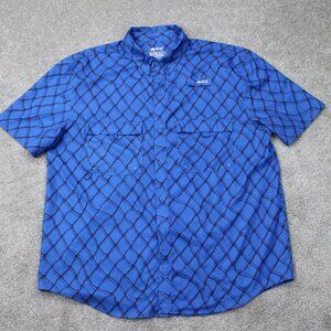 Silver Bait Fishing Shirt Mens XL Blue/Black Geometric Performance Stretch S/S